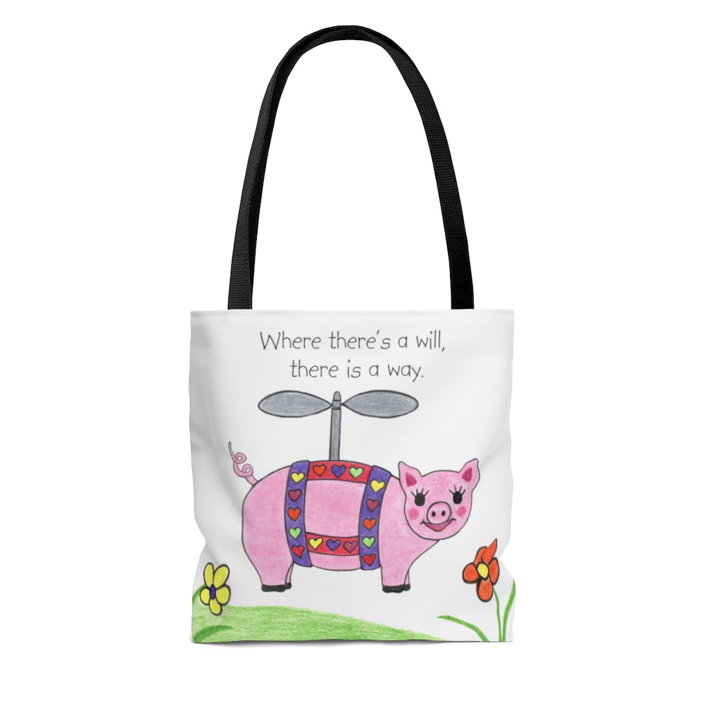 Penelope the Flying Pig Tote Bag - Available in 3 Sizes, Gifts for Kids Teens Adults, Chemo Bags