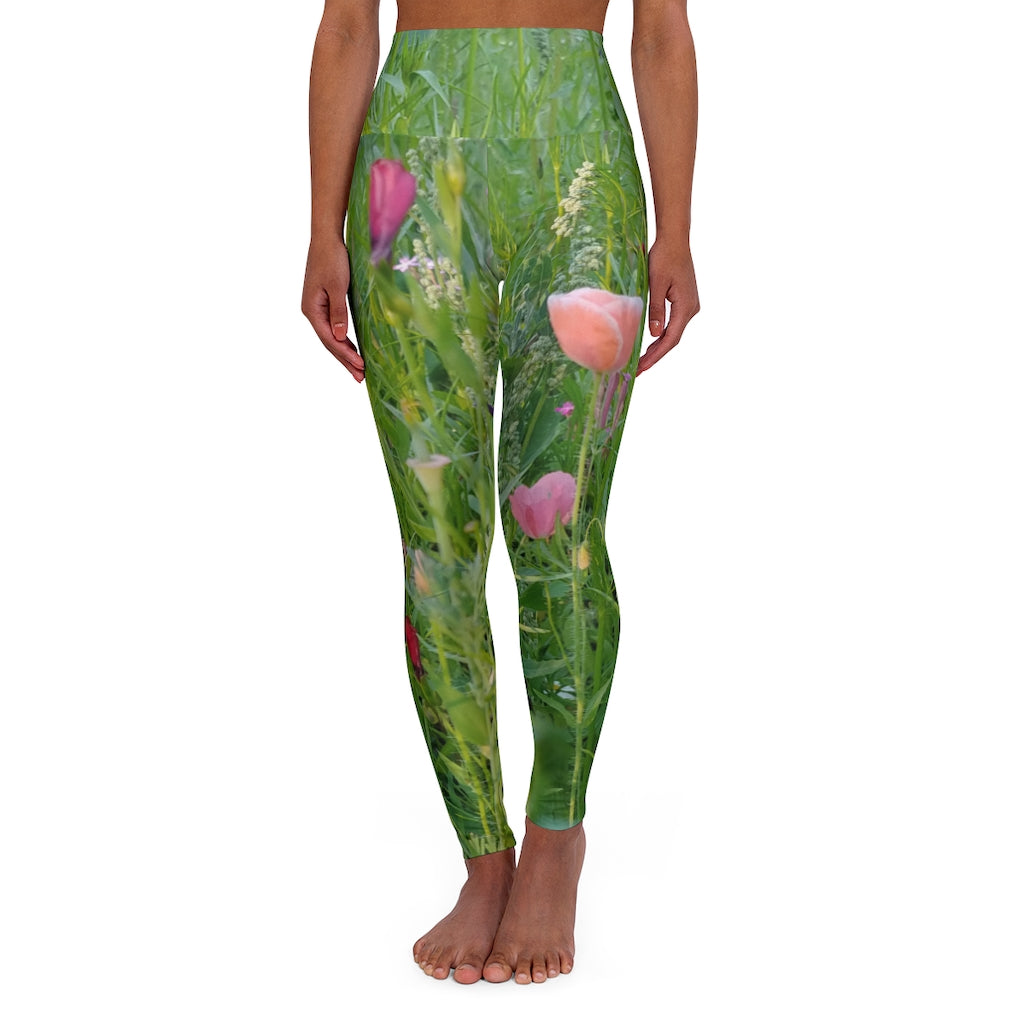 The FLOWER LOVE Collection - "Wildflower Wonder" Design High-Waisted Yoga Leggings, Fitness Leggings, Nature-Inspired Leggings