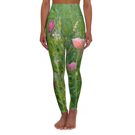 The FLOWER LOVE Collection - "Wildflower Wonder" Design High-Waisted Yoga Leggings, Fitness Leggings, Nature-Inspired Leggings
