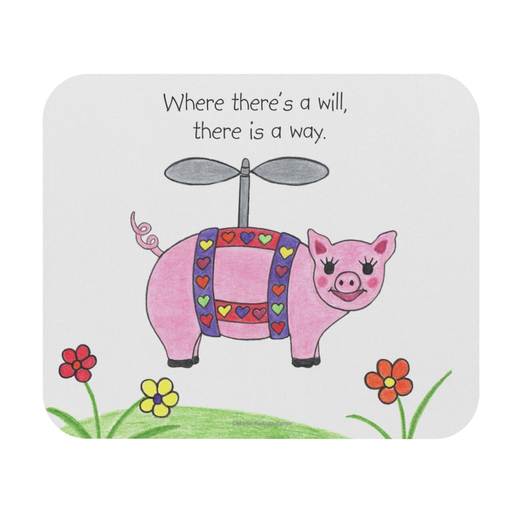 Penelope the Flying Pig Mouse Pad, Inspirational Mouse Pads, Gifts for Kids Teens Adults