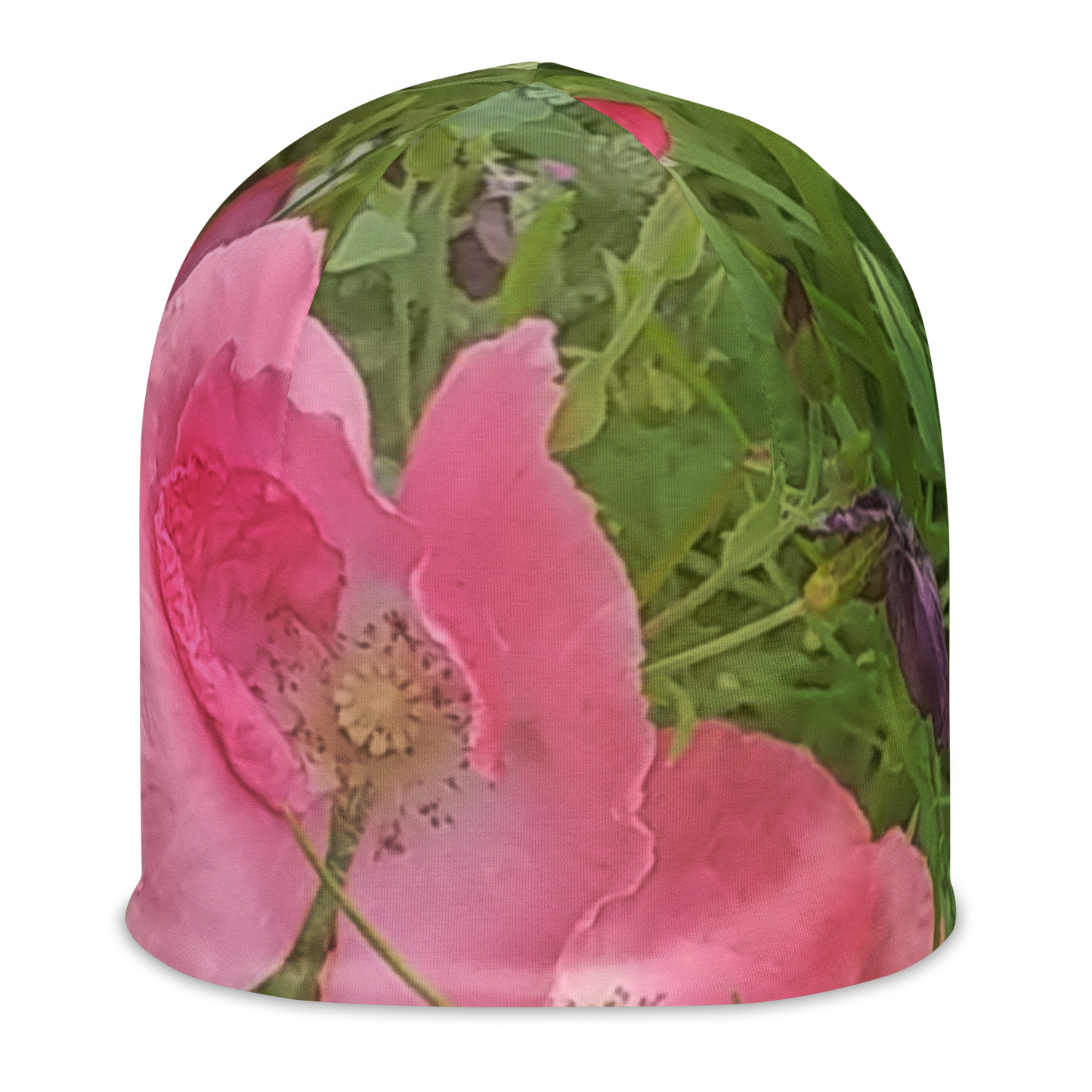 The FLOWER LOVE Collection - "Pretty Pink Poppies" Design Beanie - Lightweight, Cute Chemo Hat