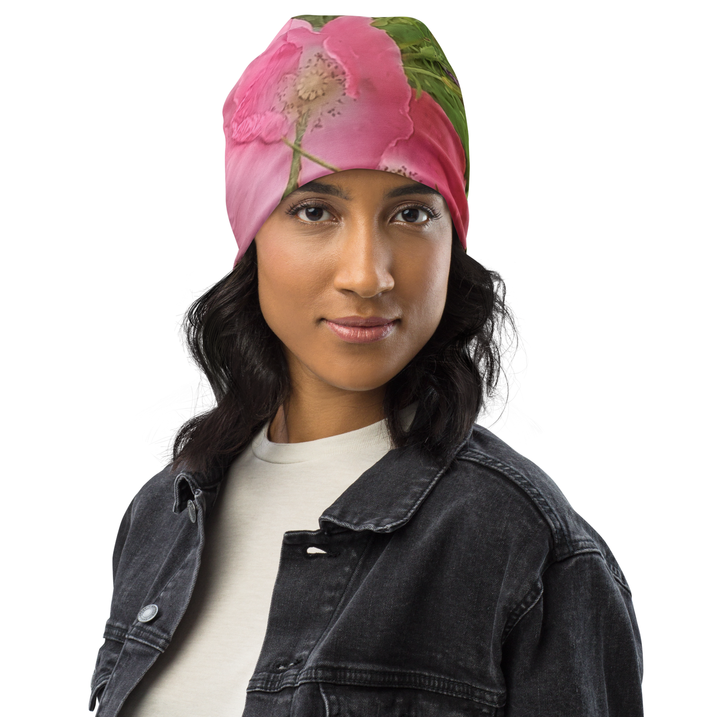 The FLOWER LOVE Collection - "Pretty Pink Poppies" Design Beanie - Lightweight, Cute Chemo Hat