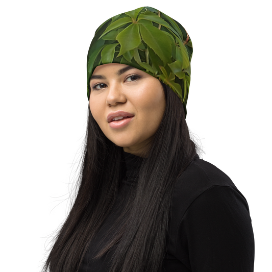 The EARTH LOVE Collection - "Valiant Virginia Creeper" Design Beanie - Lightweight, Cute Chemo HatAll-Over Print Beanie