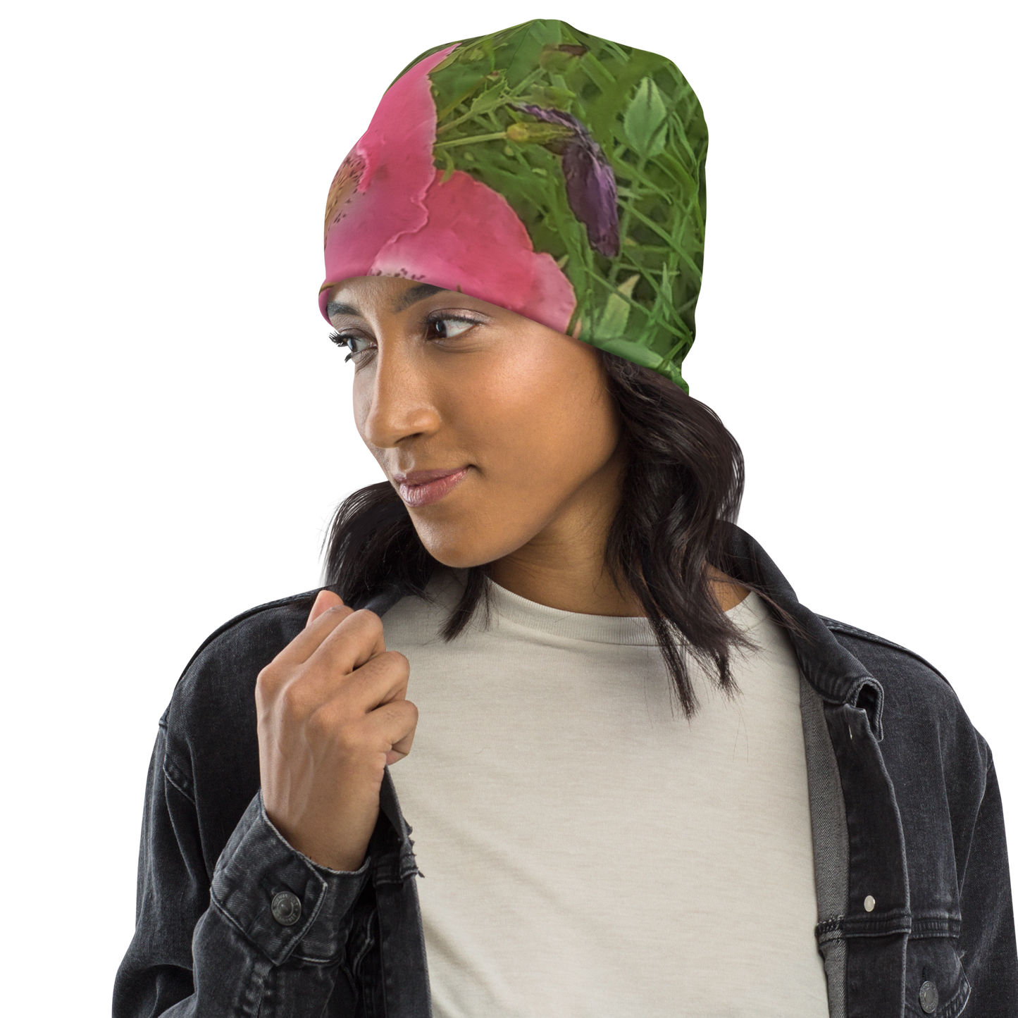 The FLOWER LOVE Collection - "Pretty Pink Poppies" Design Beanie - Lightweight, Cute Chemo Hat