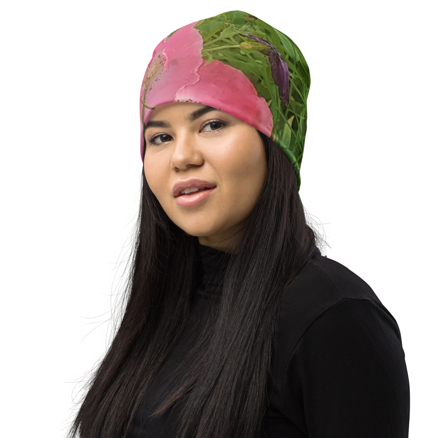 The FLOWER LOVE Collection - "Pretty Pink Poppies" Design Beanie - Lightweight, Cute Chemo Hat