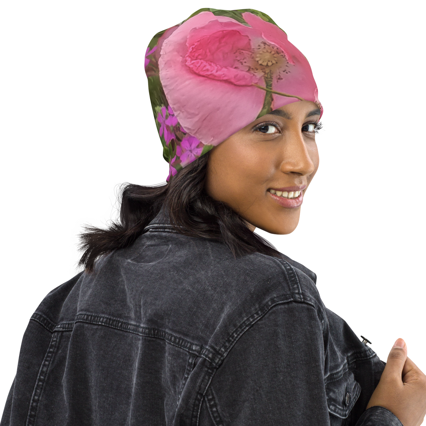 The FLOWER LOVE Collection - "Pretty Pink Poppies" Design Beanie - Lightweight, Cute Chemo Hat