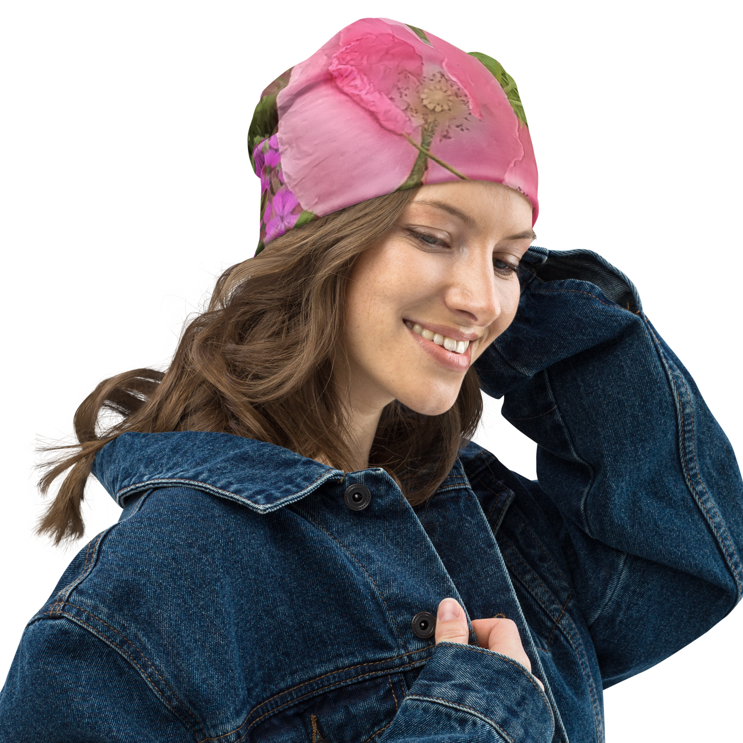 The FLOWER LOVE Collection - "Pretty Pink Poppies" Design Beanie - Lightweight, Cute Chemo Hat