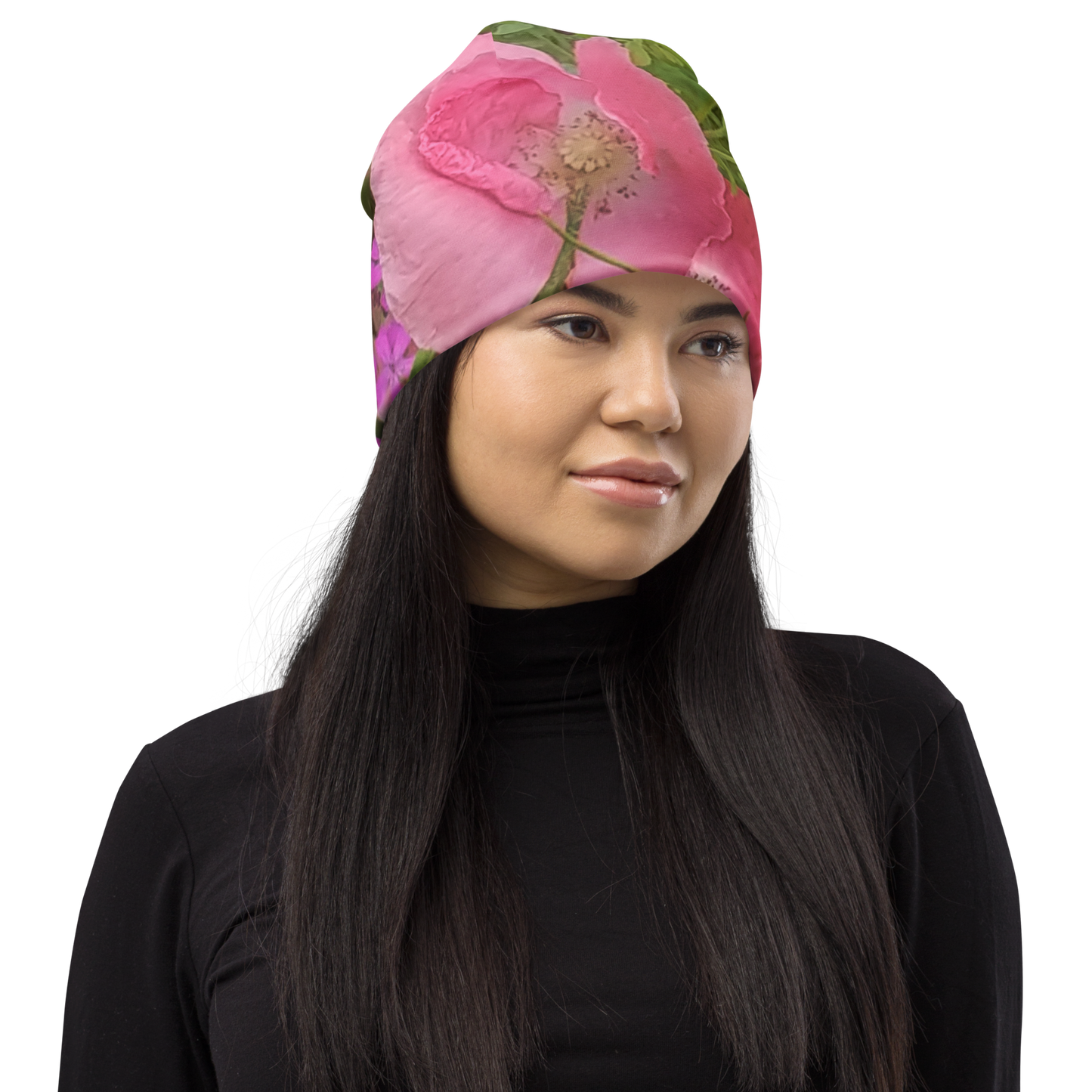 The FLOWER LOVE Collection - "Pretty Pink Poppies" Design Beanie - Lightweight, Cute Chemo Hat