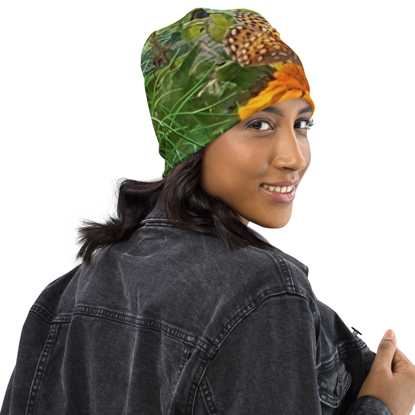 The FLOWER LOVE Collection - "Butterfly on a Bloom" Design Beanie - Lightweight, Cute Chemo Hat