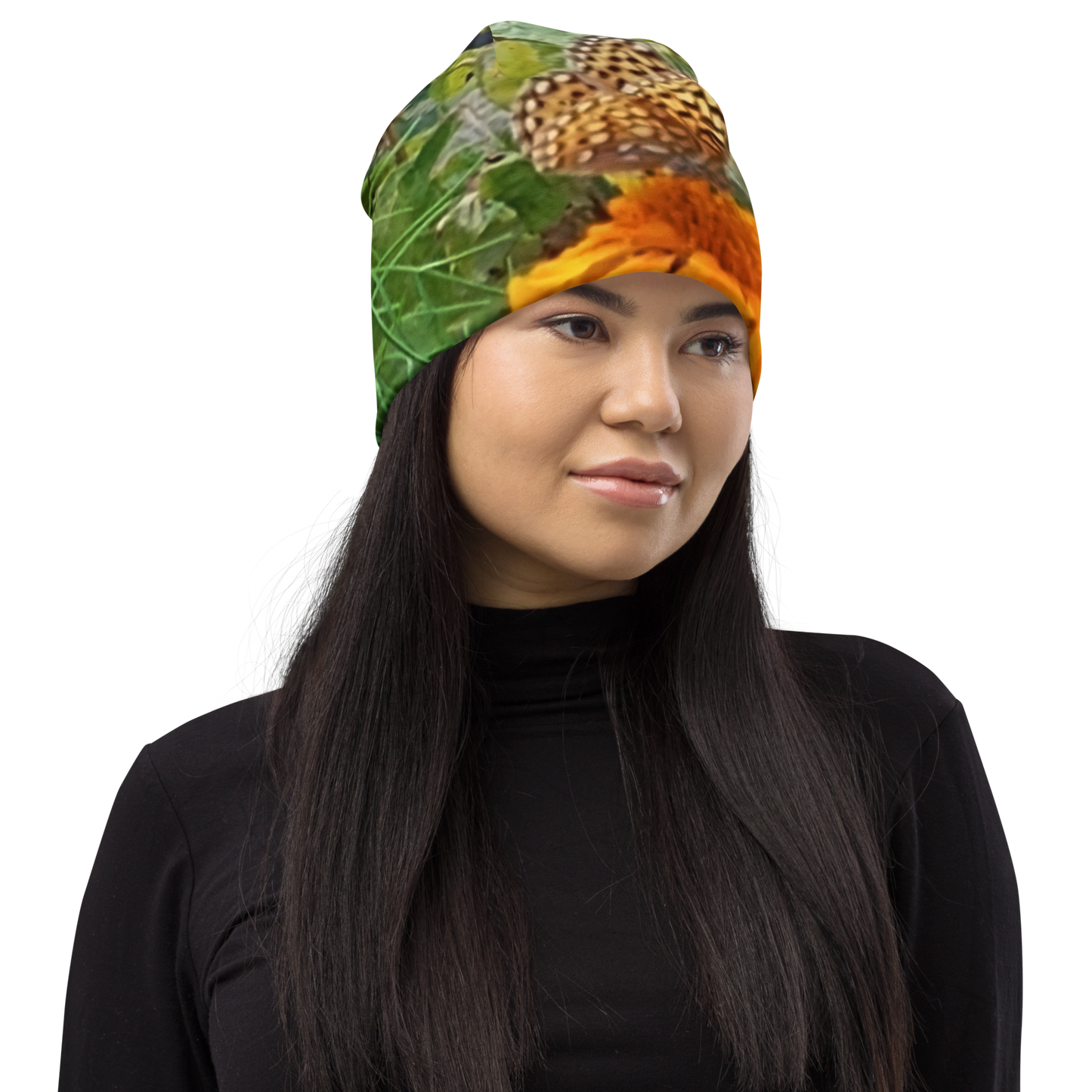 The FLOWER LOVE Collection - "Butterfly on a Bloom" Design Beanie - Lightweight, Cute Chemo Hat