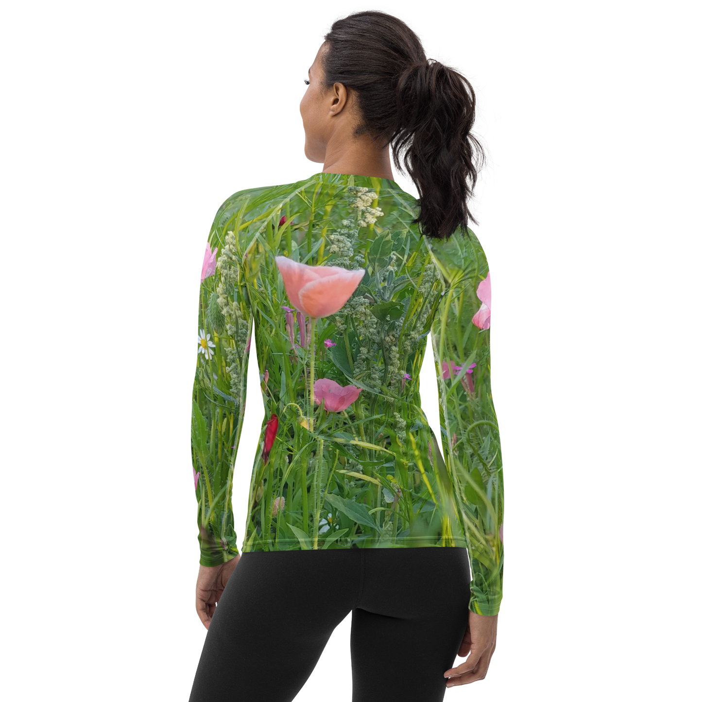 The FLOWER LOVE Collection - "Wildflower Wonder" Design Luxurious Women's Rash Guard, Sun Protective Clothing, Sports & Fitness Clothing