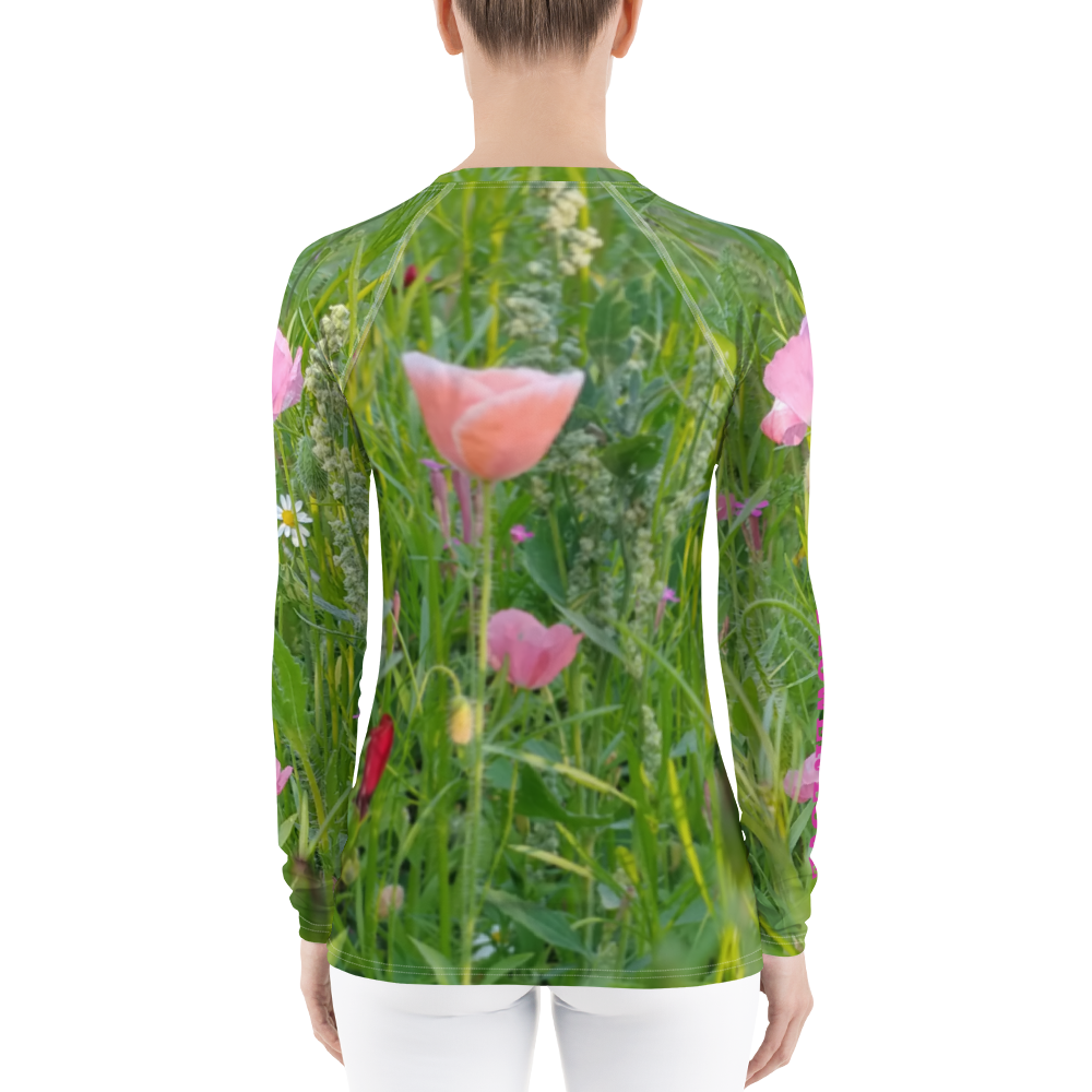 The FLOWER LOVE Collection - "Wildflower Wonder" Design Luxurious Women's Rash Guard, Sun Protective Clothing, Sports & Fitness Clothing