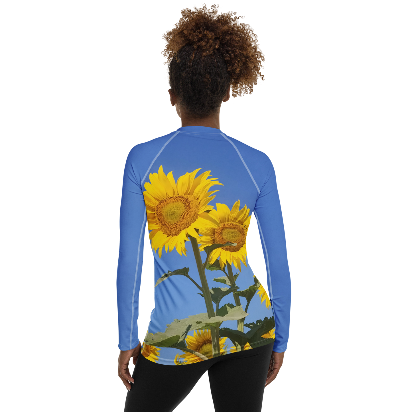 The FLOWER LOVE Collection - "Sunflower Sisters" Design Luxurious Women's Rash Guard, Sun Protective Clothing, Sports & Fitness Clothing