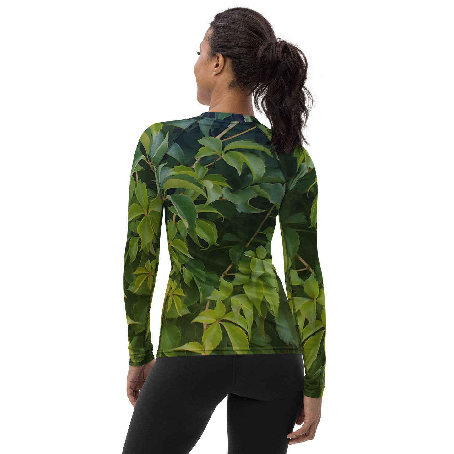 The EARTH LOVE Collection - "Valiant Virginia Creeper" Design Luxurious Women's Rash Guard, Sun Protective Clothing, Sports & Fitness Clothing