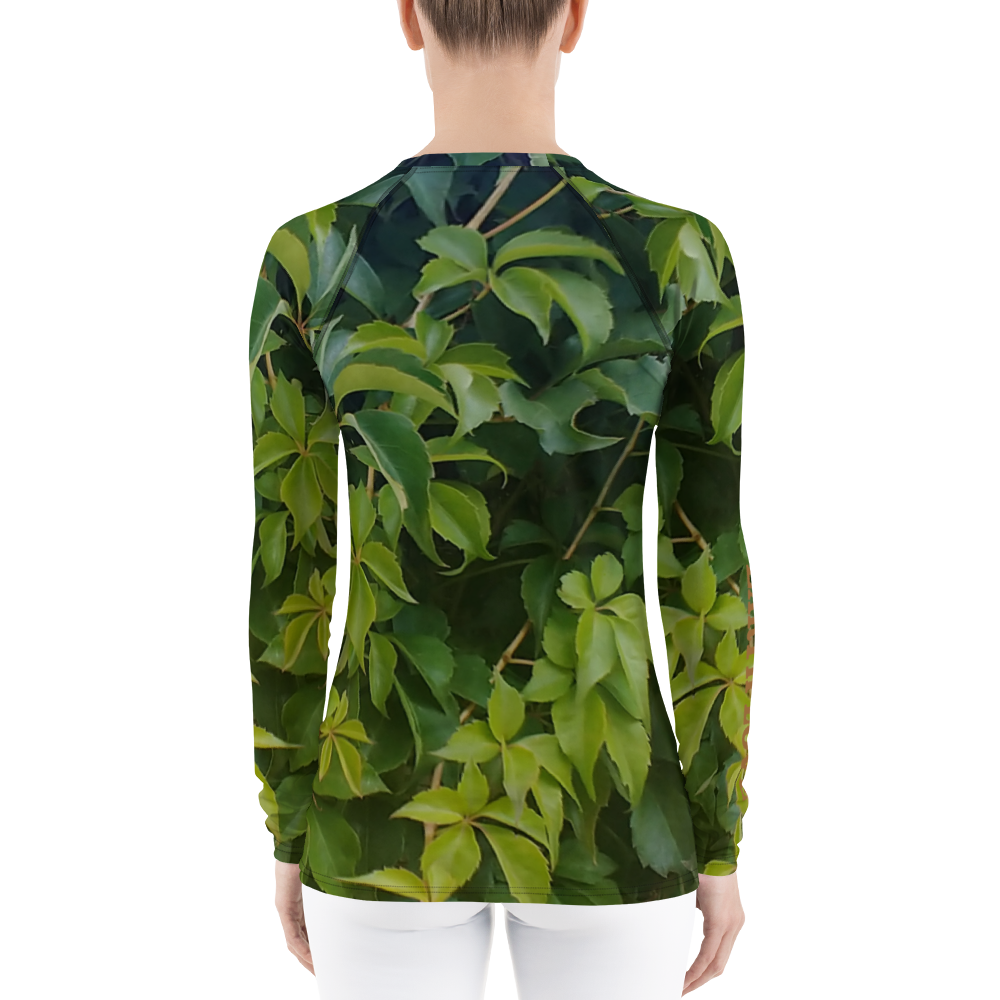 The EARTH LOVE Collection - "Valiant Virginia Creeper" Design Luxurious Women's Rash Guard, Sun Protective Clothing, Sports & Fitness Clothing