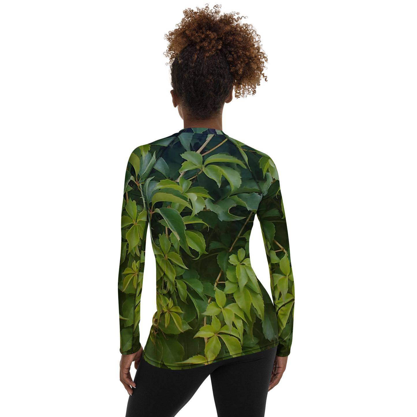 The EARTH LOVE Collection - "Valiant Virginia Creeper" Design Luxurious Women's Rash Guard, Sun Protective Clothing, Sports & Fitness Clothing