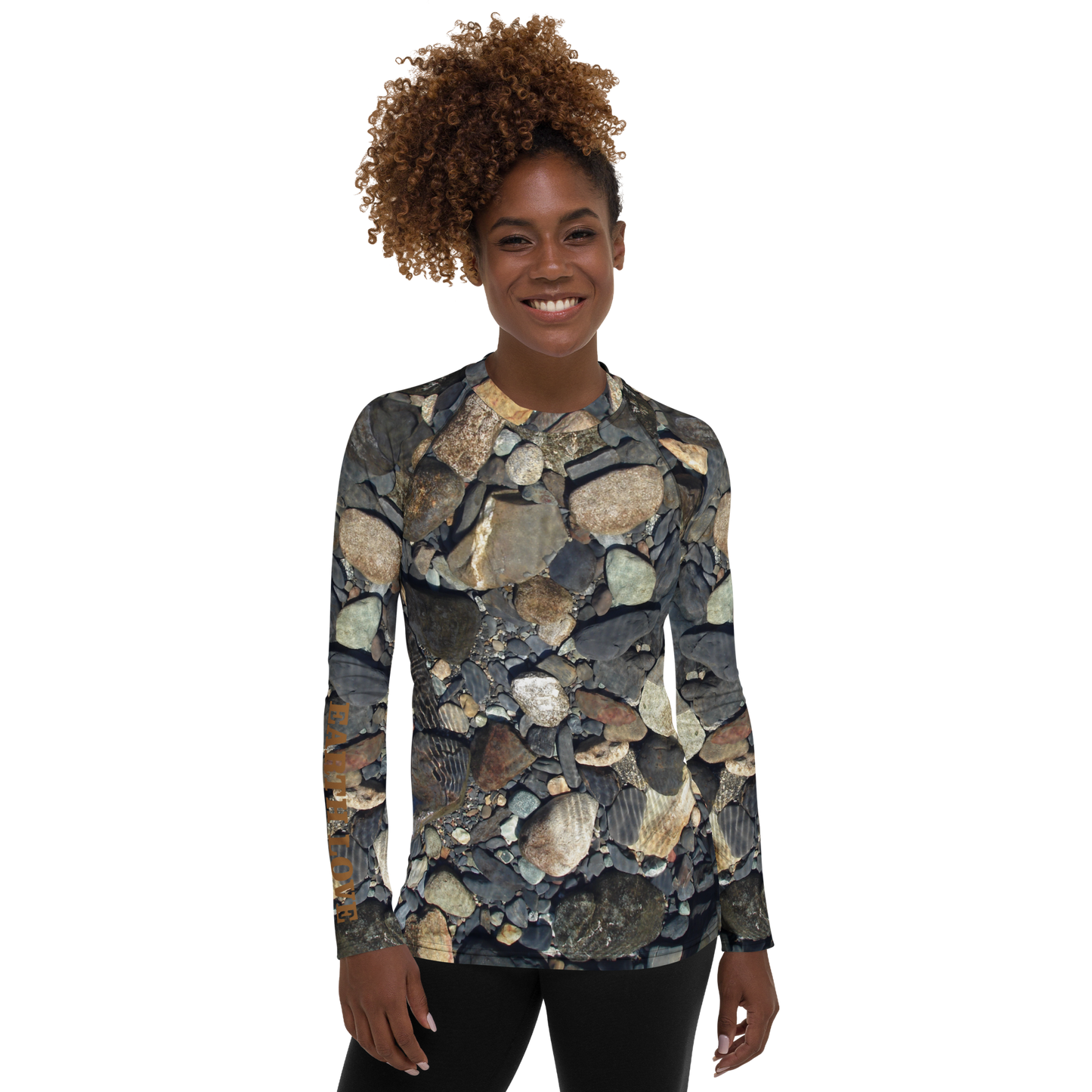 The EARTH LOVE Collection - "Rock Renaissance" Design Luxurious Women's Rash Guard, Sun Protective Clothing, Sports & Fitness Clothing