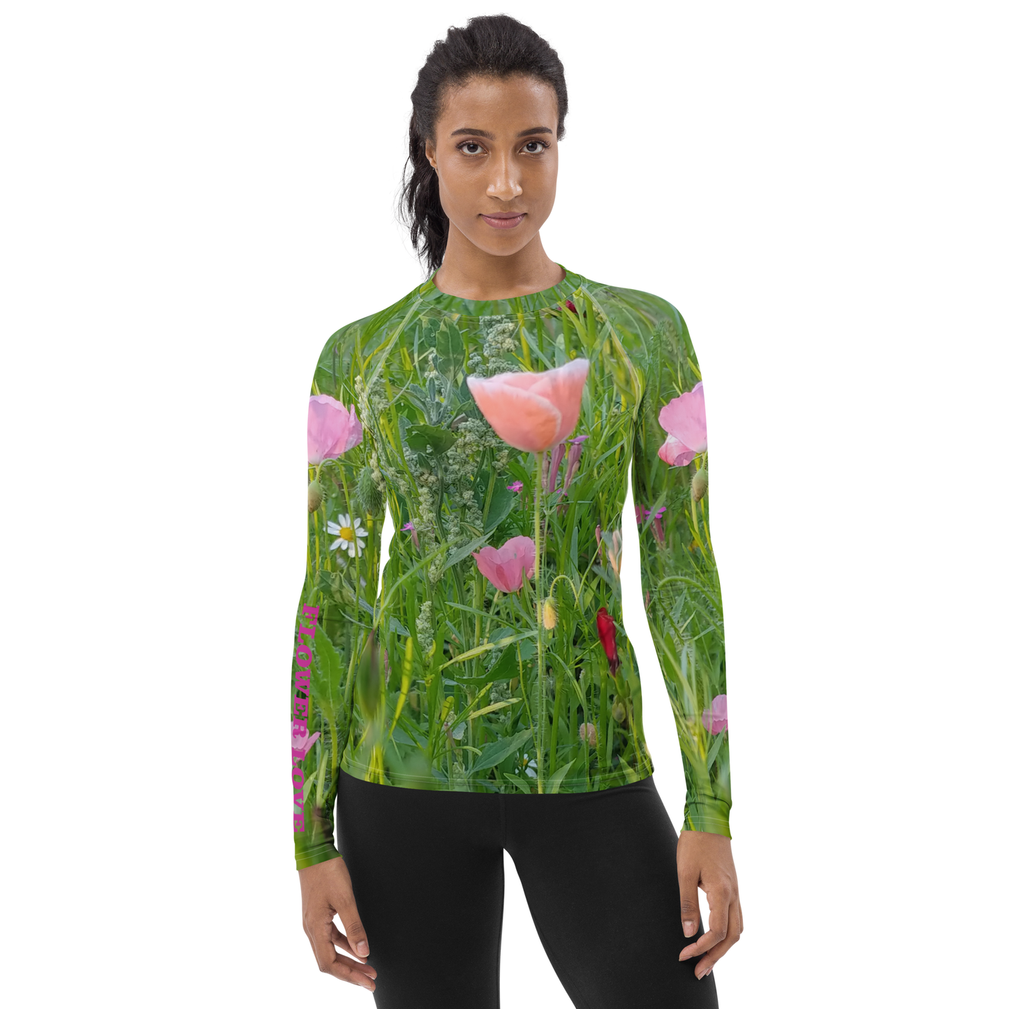 The FLOWER LOVE Collection - "Wildflower Wonder" Design Luxurious Women's Rash Guard, Sun Protective Clothing, Sports & Fitness Clothing