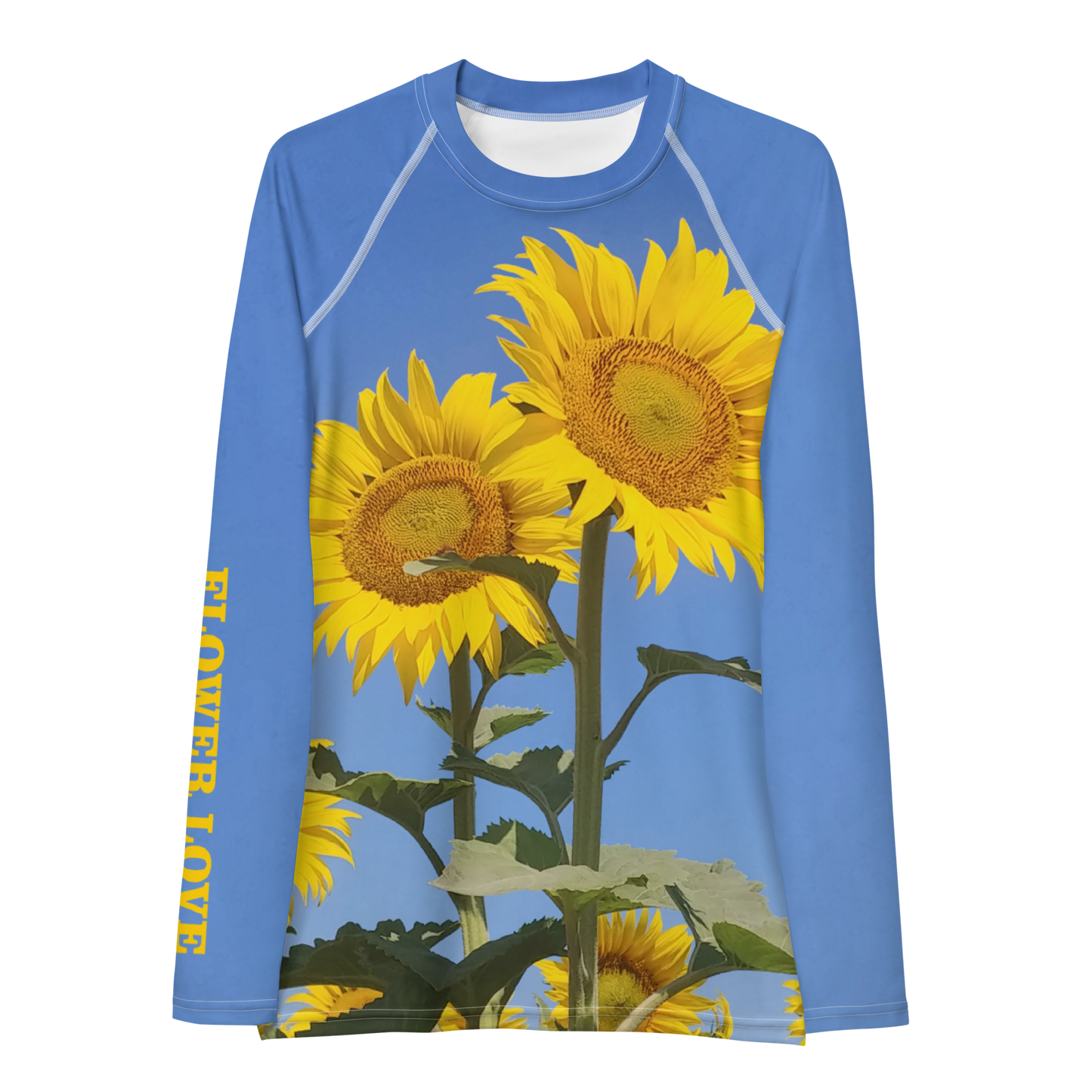 The FLOWER LOVE Collection - "Sunflower Sisters" Design Luxurious Women's Rash Guard, Sun Protective Clothing, Sports & Fitness Clothing