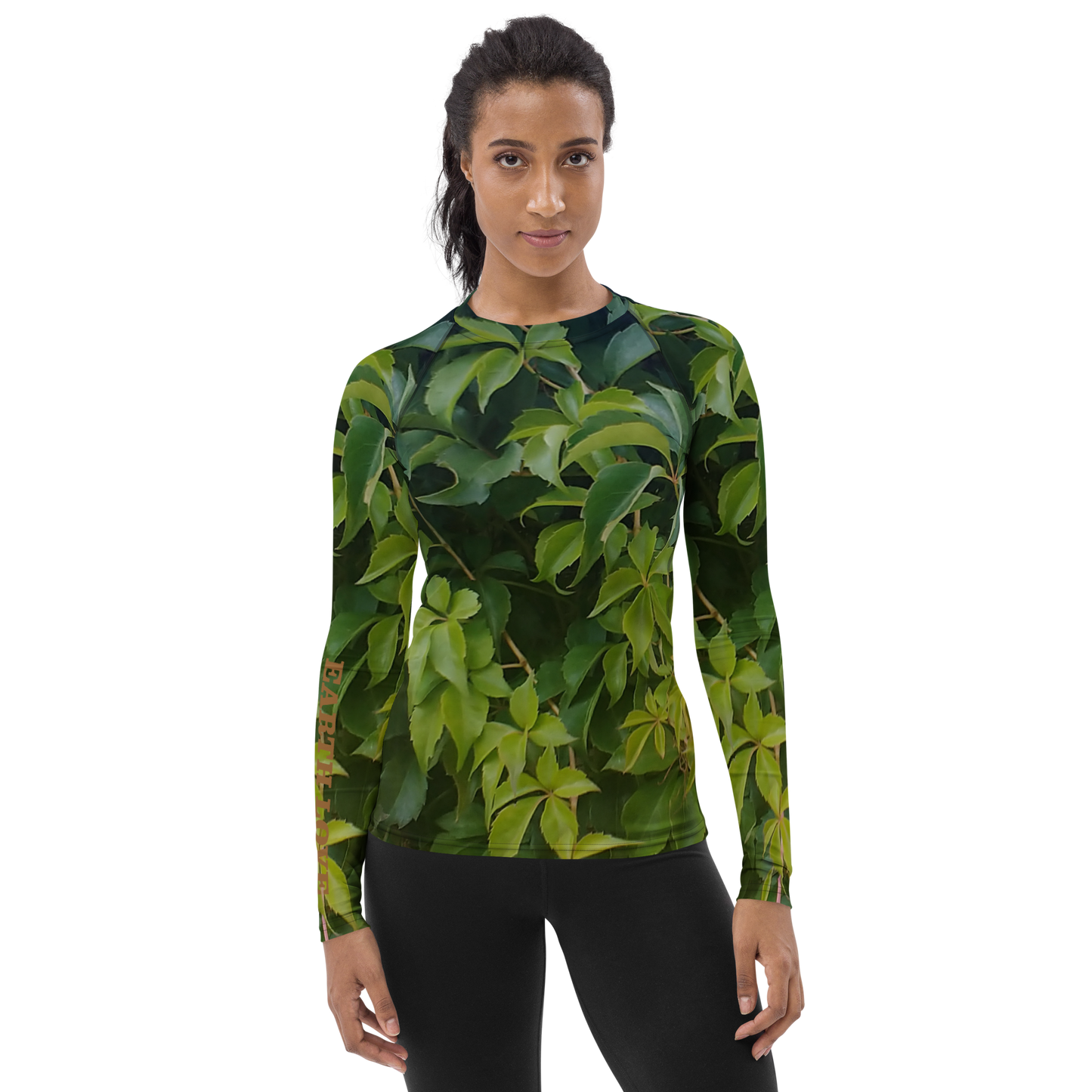 The EARTH LOVE Collection - "Valiant Virginia Creeper" Design Luxurious Women's Rash Guard, Sun Protective Clothing, Sports & Fitness Clothing