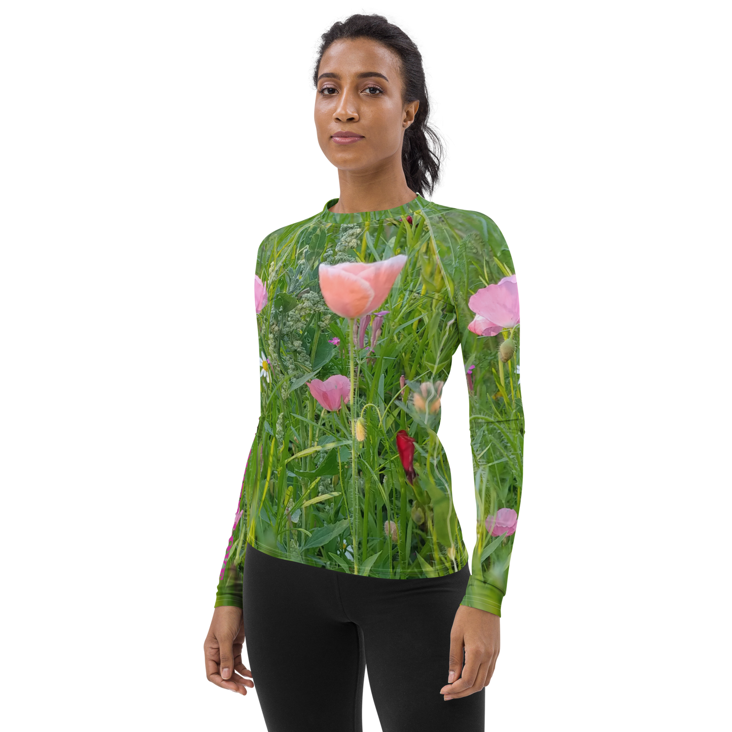 The FLOWER LOVE Collection - "Wildflower Wonder" Design Luxurious Women's Rash Guard, Sun Protective Clothing, Sports & Fitness Clothing