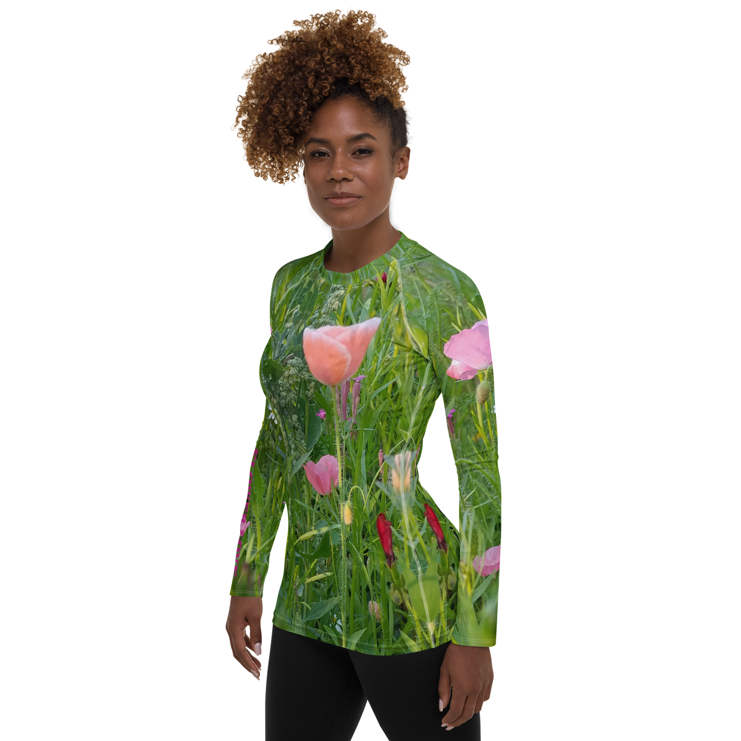 The FLOWER LOVE Collection - "Wildflower Wonder" Design Luxurious Women's Rash Guard, Sun Protective Clothing, Sports & Fitness Clothing