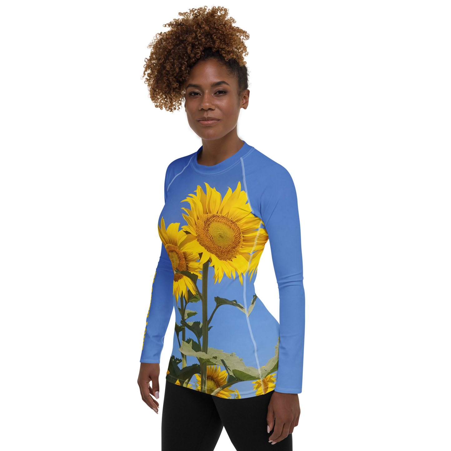 The FLOWER LOVE Collection - "Sunflower Sisters" Design Luxurious Women's Rash Guard, Sun Protective Clothing, Sports & Fitness Clothing