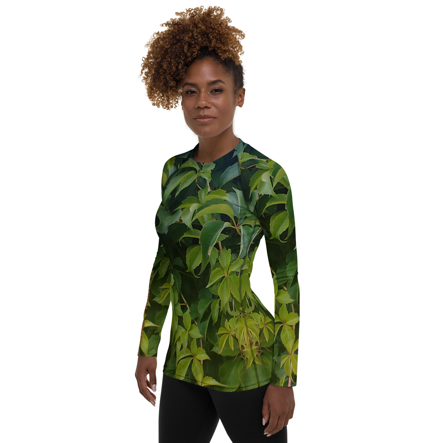 The EARTH LOVE Collection - "Valiant Virginia Creeper" Design Luxurious Women's Rash Guard, Sun Protective Clothing, Sports & Fitness Clothing