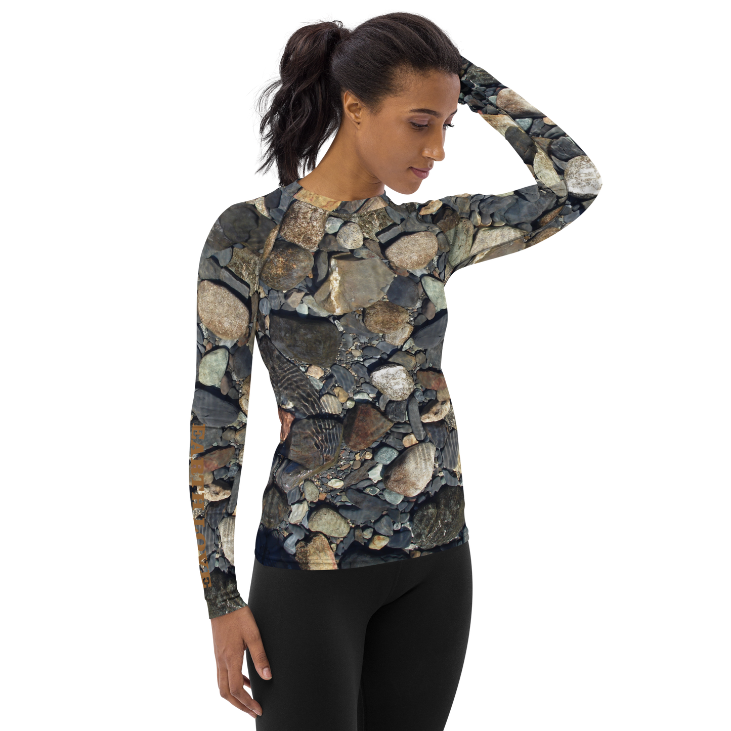 The EARTH LOVE Collection - "Rock Renaissance" Design Luxurious Women's Rash Guard, Sun Protective Clothing, Sports & Fitness Clothing