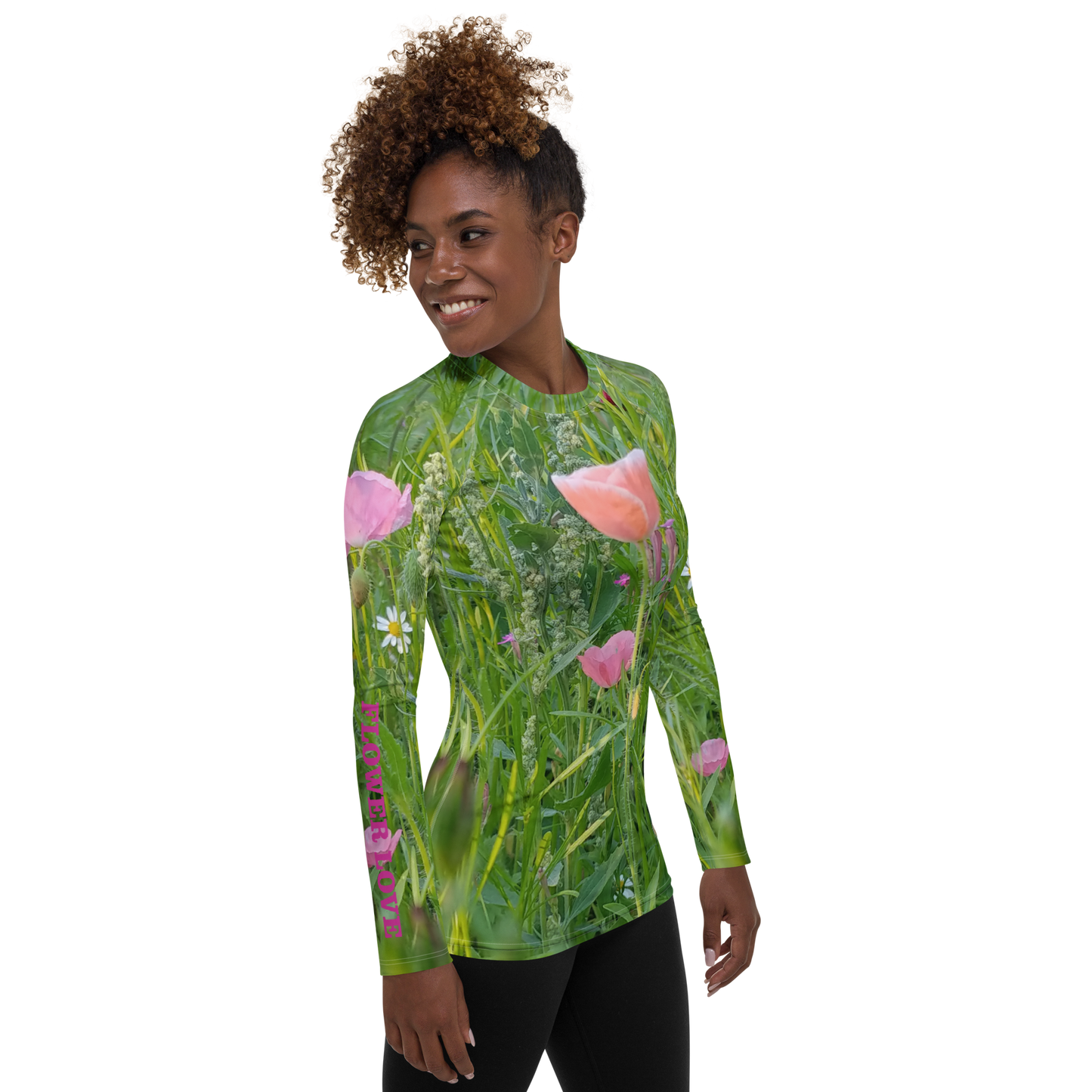 The FLOWER LOVE Collection - "Wildflower Wonder" Design Luxurious Women's Rash Guard, Sun Protective Clothing, Sports & Fitness Clothing