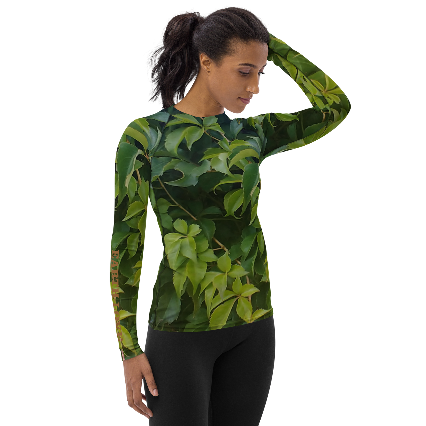 The EARTH LOVE Collection - "Valiant Virginia Creeper" Design Luxurious Women's Rash Guard, Sun Protective Clothing, Sports & Fitness Clothing