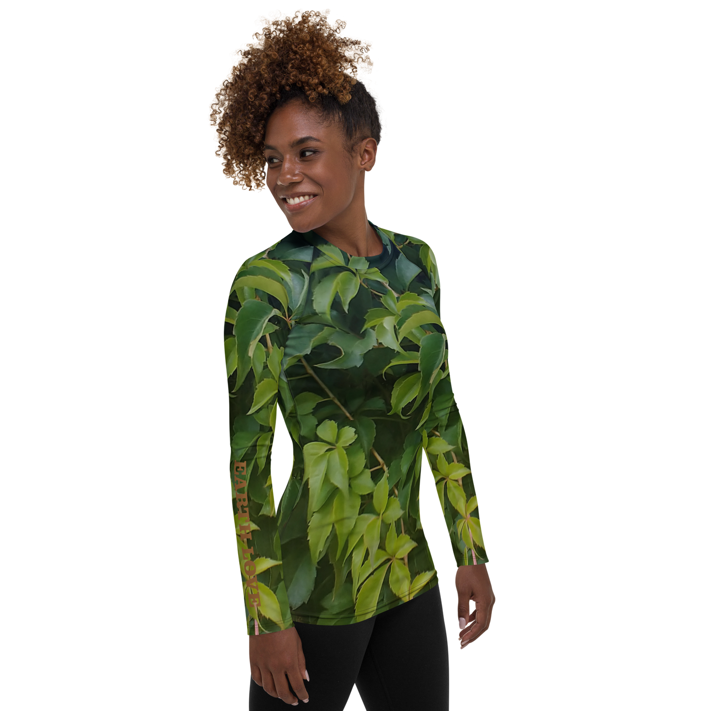 The EARTH LOVE Collection - "Valiant Virginia Creeper" Design Luxurious Women's Rash Guard, Sun Protective Clothing, Sports & Fitness Clothing