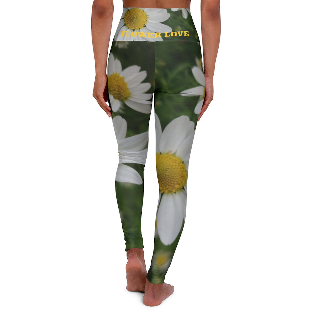 The FLOWER LOVE Collection - "Daisy Daydreams" Design High-Waisted Yoga Leggings, Fitness Leggings, Nature-Inspired Leggings