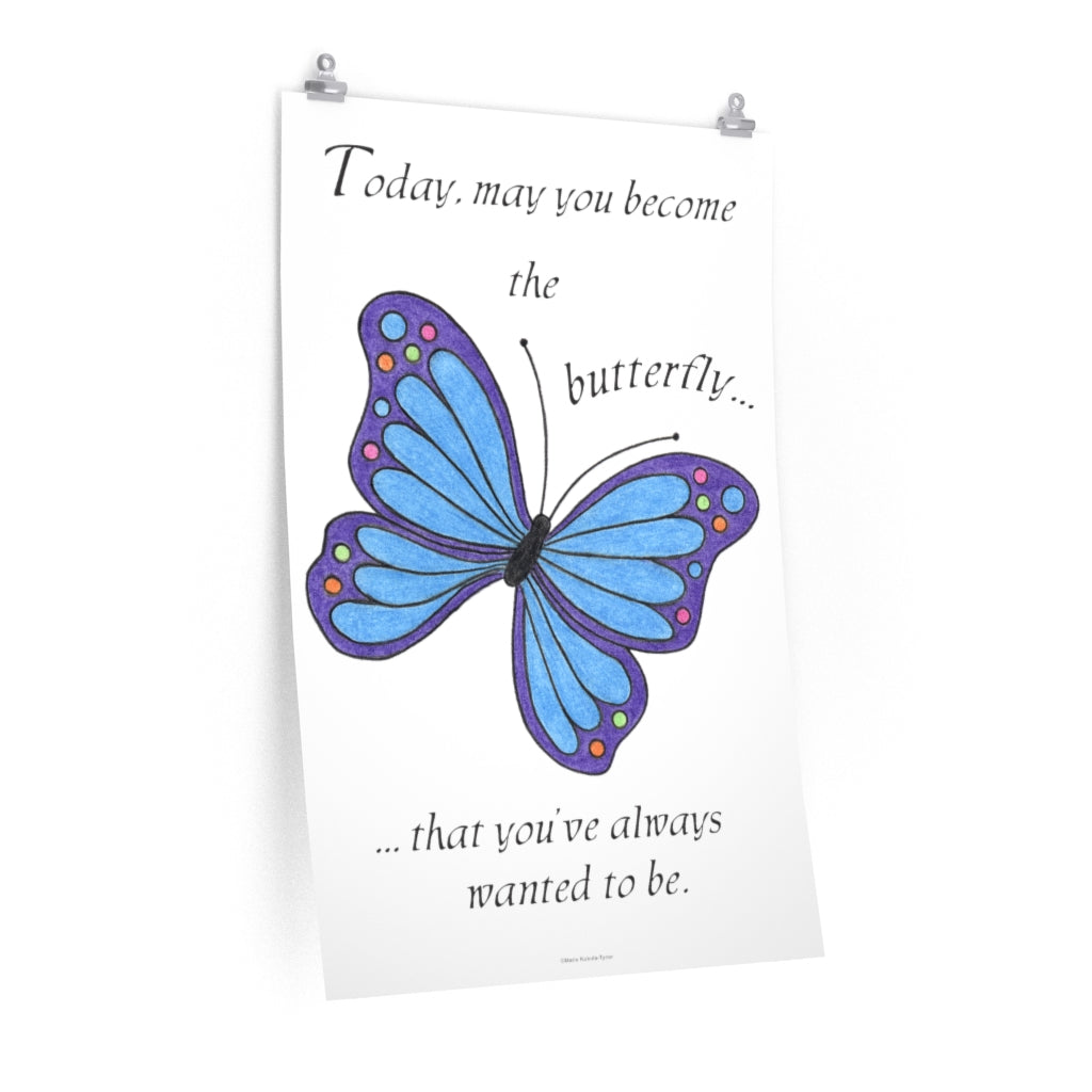 Blue Butterfly Premium Matte Poster, Inspirational Posters, Posters for Kids Teens Adults