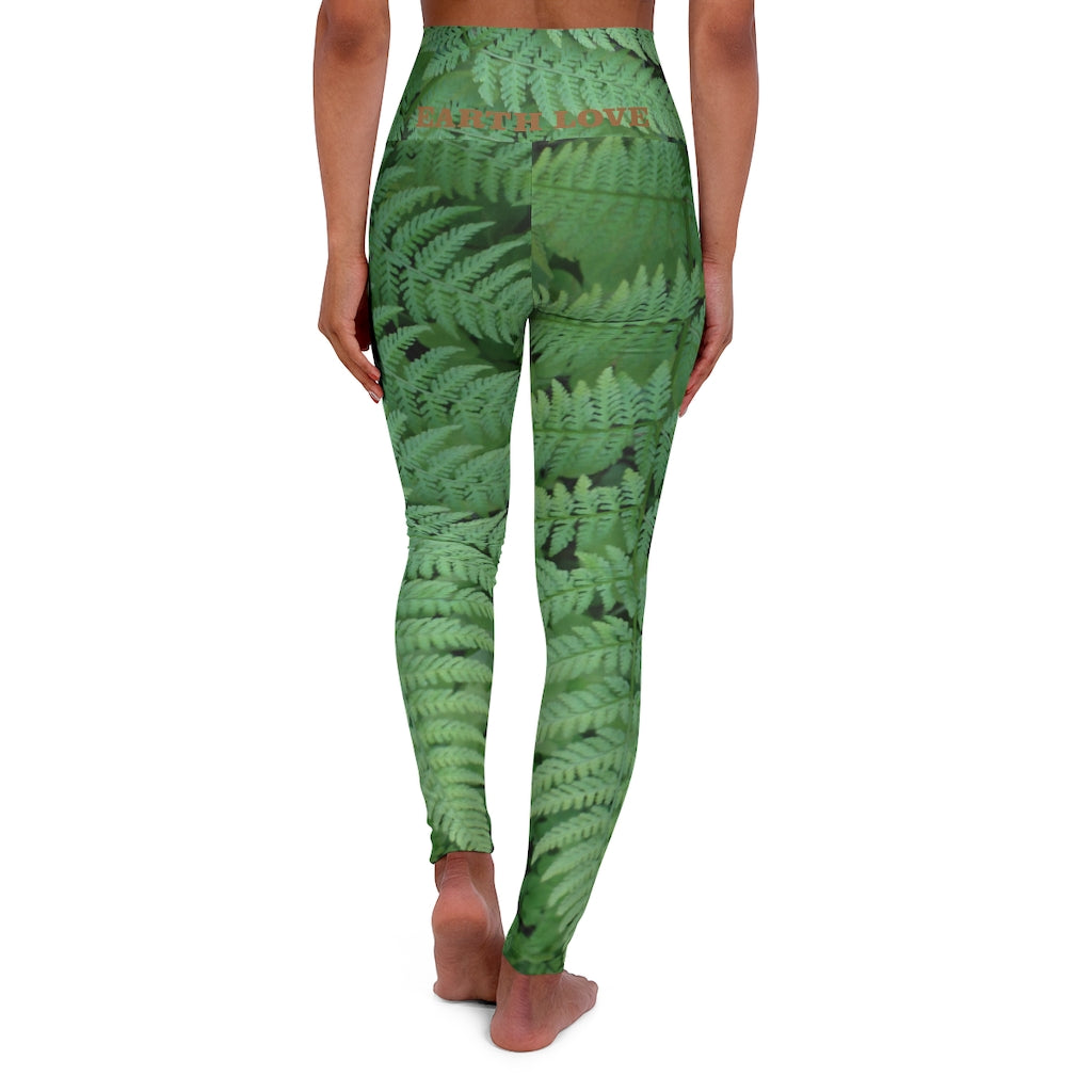The EARTH LOVE Collection - "A Forest Fern" Design High-Waisted Yoga Leggings, Fitness Leggings, Nature-Inspired Leggings