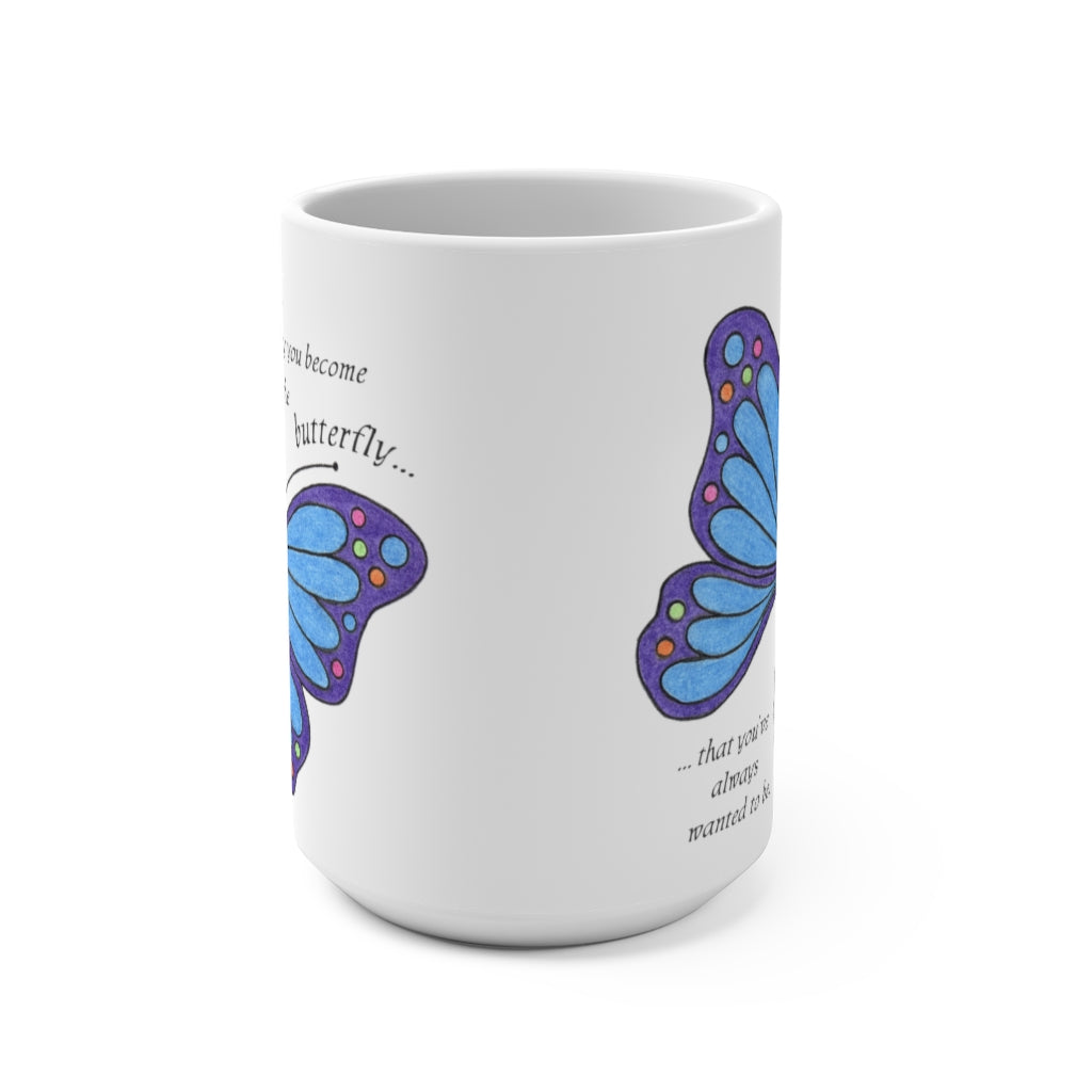 Blue Butterfly Large 15 oz. Ceramic Mug, Inspirational Mugs, Gifts for Women