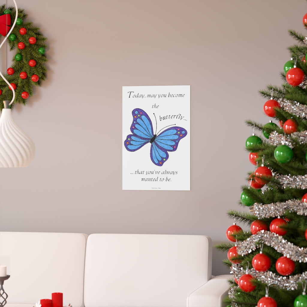 Blue Butterfly Premium Matte Poster, Inspirational Posters, Posters for Kids Teens Adults