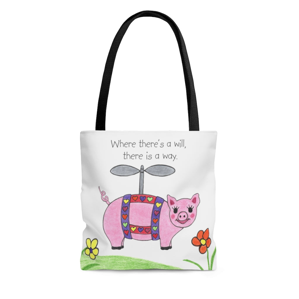 Penelope the Flying Pig Tote Bag - Available in 3 Sizes, Gifts for Kids Teens Adults, Chemo Bags