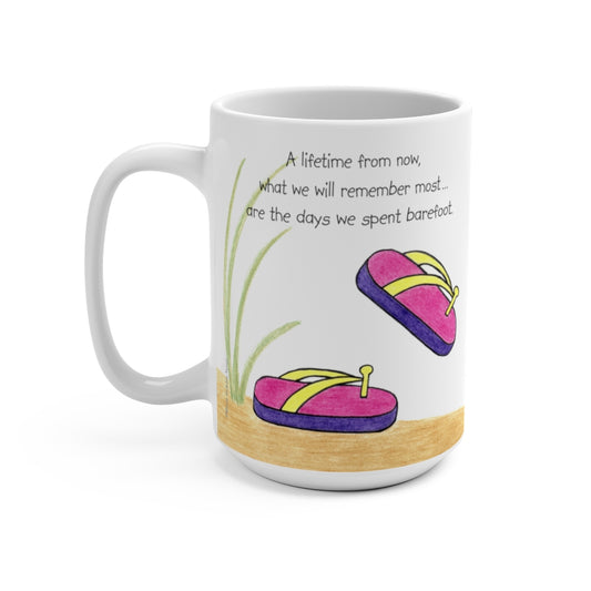 Pink Flip Flops Large 15 oz. Ceramic Mug, Inspirational Mug, Gifts for Kids Teens Adults
