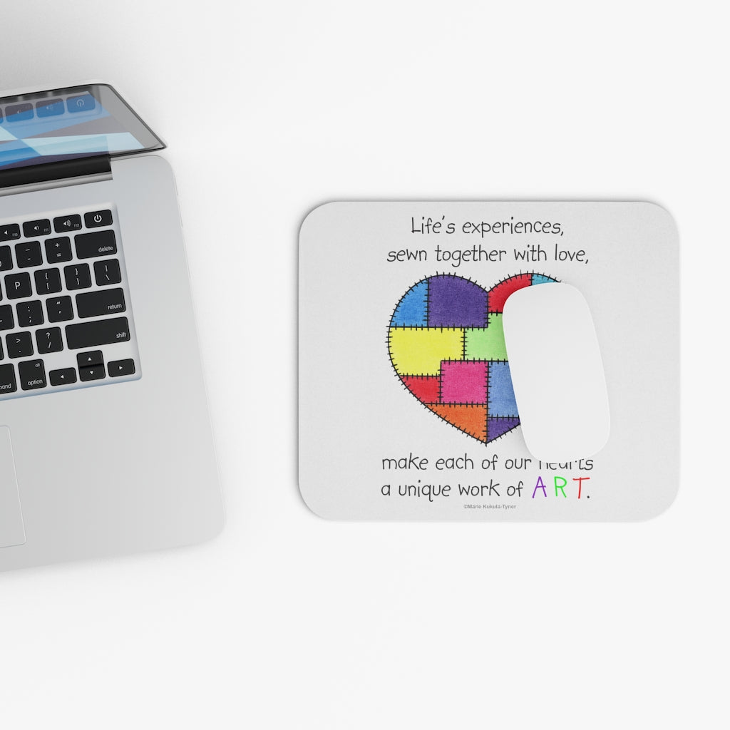 Patchwork Heart Mouse Pad, Inspirational Mouse Pads, Gifts for Kids Teens Adults